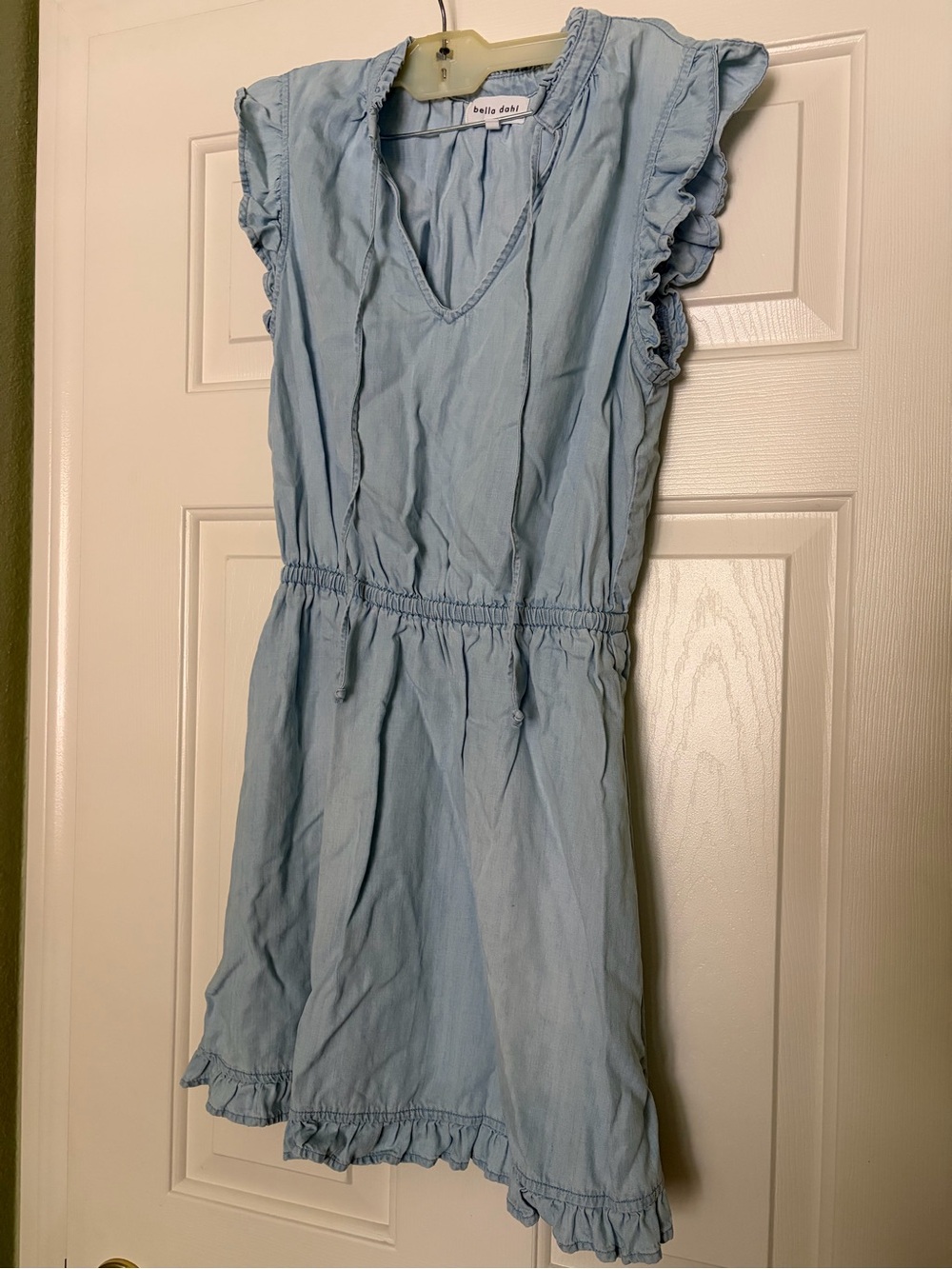 Bella Dahl Sky Blue Ruffle Sleeve Mini Dress